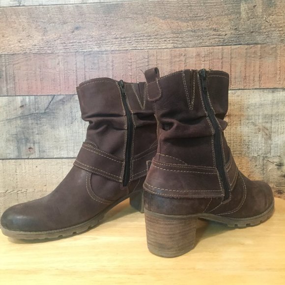 Remonte Dorndorf Ankle Boots Brown Lined Leather Slouch Style 2" Heel US Size 10 - Picture 4 of 15